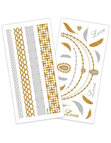Plaquette tatouages temporaires or/argent