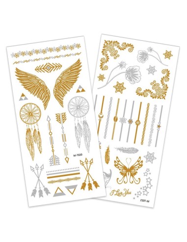Plaquette tatouages temporaires or/argent
