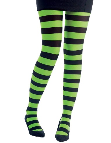 Collant rayé noir et vert