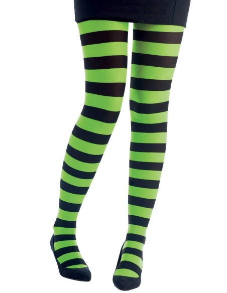 Collant rayé noir et vert