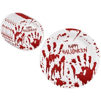 8 assiettes sanglantes Happy Halloween