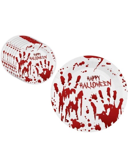 8 assiettes sanglantes Happy Halloween