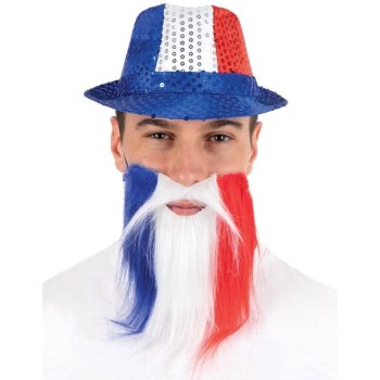 Barbe et moustache bleu blanc rouge