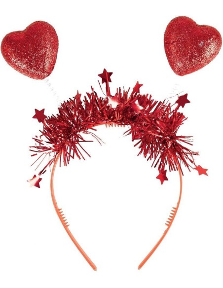 Serre-tête coeurs rouges paillettes
