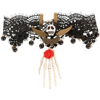 Bracelet dentelle tête de mort