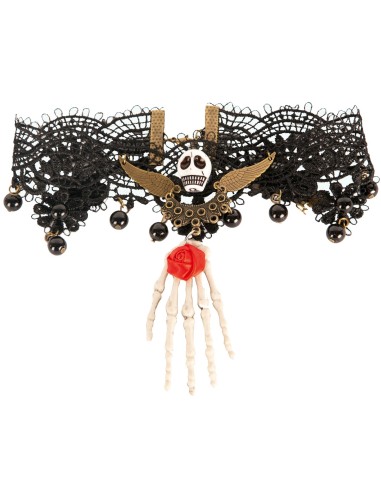 Bracelet dentelle tête de mort