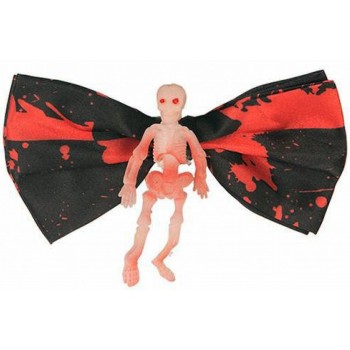 Noeud papillon noir ensanglanté avec squelette