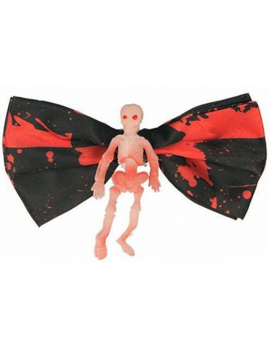 Noeud papillon noir ensanglanté avec squelette