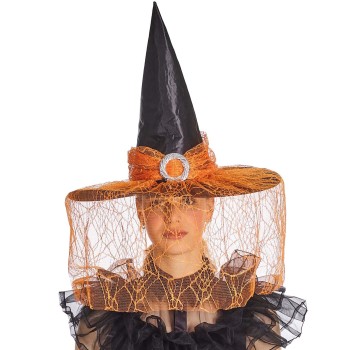 Chapeau de sorcière noir et orange