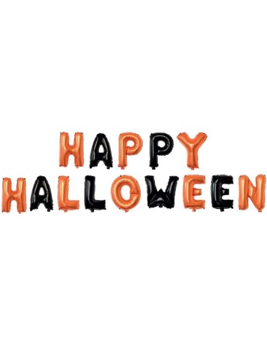 Ballons lettres Happy Halloween noir et orange