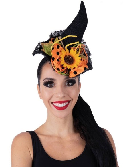 Mini chapeau de sorcière avec fleur