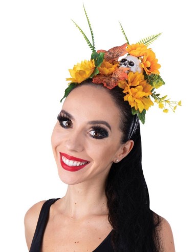 Serre-tête avec fleurs et tête de mort