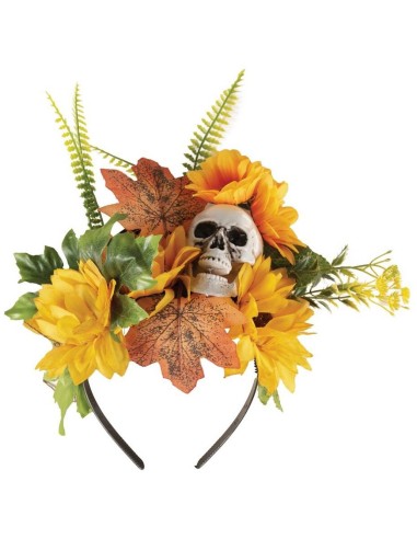 Serre-tête avec fleurs et tête de mort