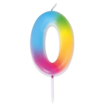 Bougie chiffre 0 multicolore pour gâteau d'anniversaire