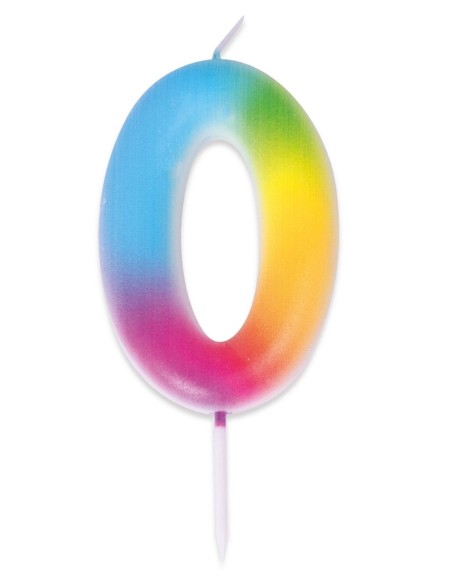 Bougie chiffre 0 multicolore pour gâteau d'anniversaire
