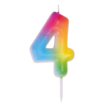 Bougie chiffre 4 multicolore pour gâteau d'anniversaire