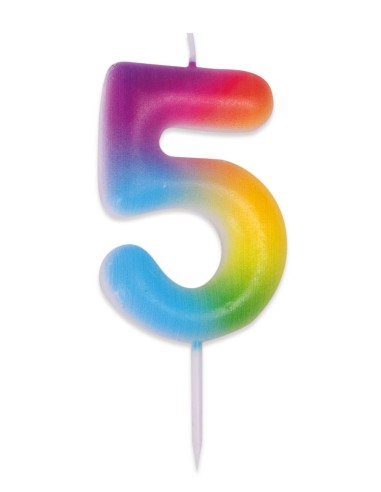 Bougie chiffre 5 multicolore pour gâteau d'anniversaire