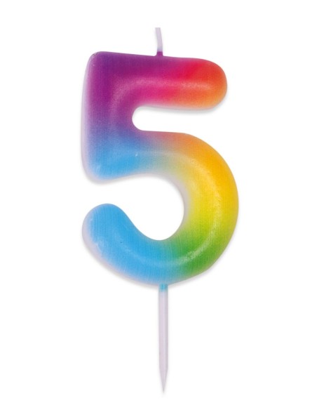 Bougie chiffre 5 multicolore pour gâteau d'anniversaire