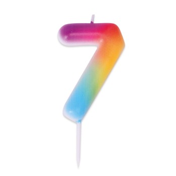 Bougie chiffre 7 multicolore pour gâteau d'anniversaire
