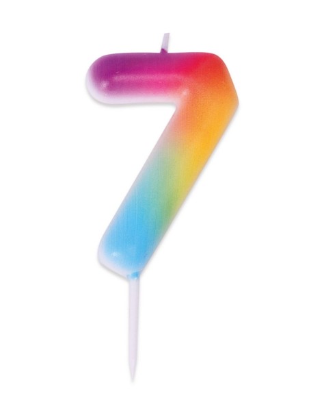 Bougie chiffre 7 multicolore pour gâteau d'anniversaire