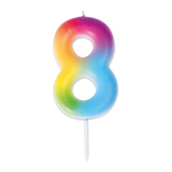 Bougie chiffre 8 multicolore pour gâteau d'anniversaire