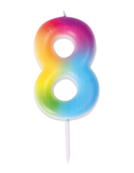 Bougie chiffre 8 multicolore pour gâteau d'anniversaire