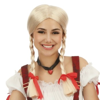Perruque bavaroise blonde avec tresses