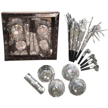 Set cotillons argent 4 personnes