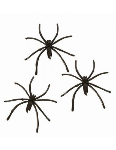 Sachet de 20 petites araignées noires pour déco Halloween