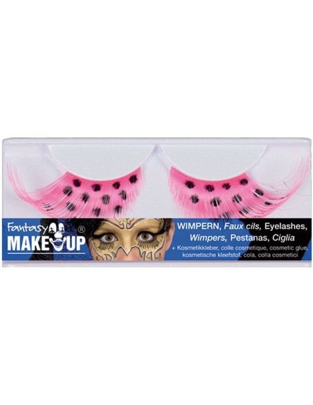Faux cils roses à pois noirs
