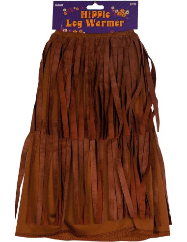 Paire de jambières hippie marron à franges