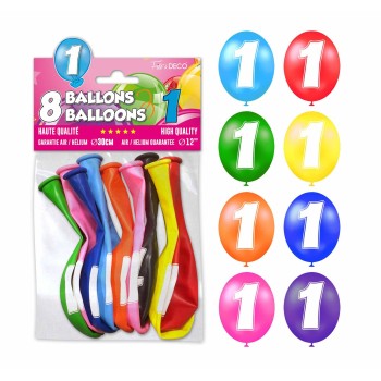 8 ballons chiffre 1