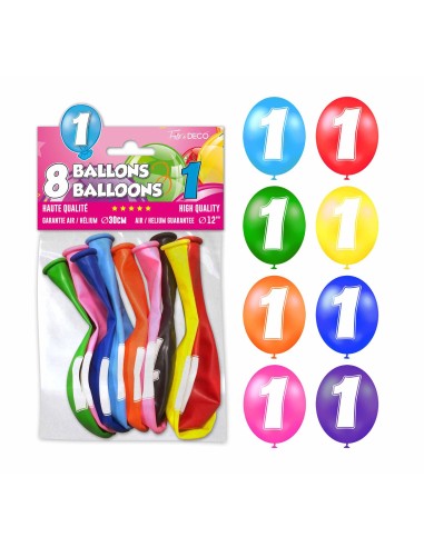 8 ballons chiffre 1