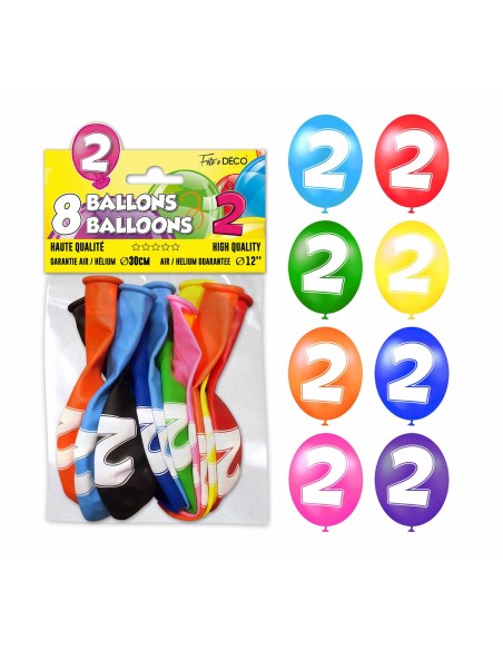 8 ballons chiffre 2