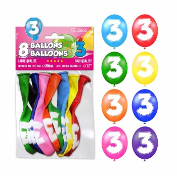 8 ballons chiffre 3