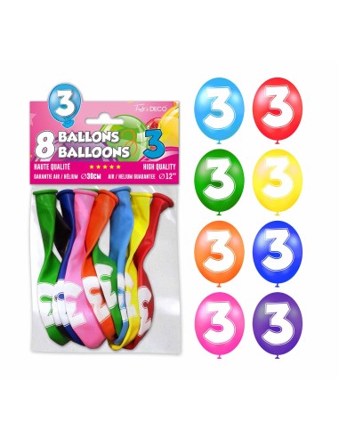 8 ballons chiffre 3