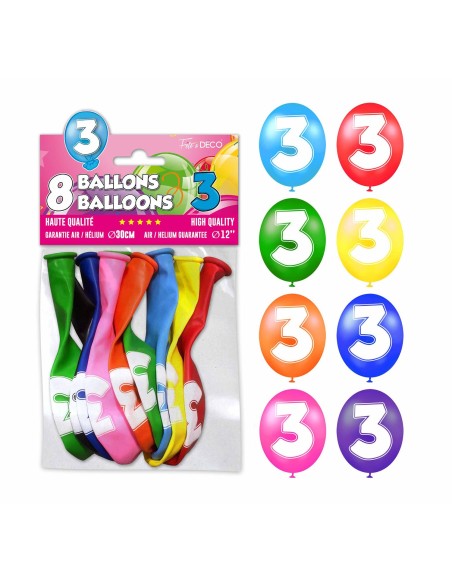 8 ballons chiffre 3