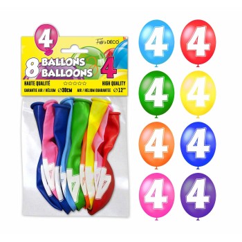 8 ballons chiffre 4