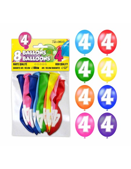 8 ballons chiffre 4