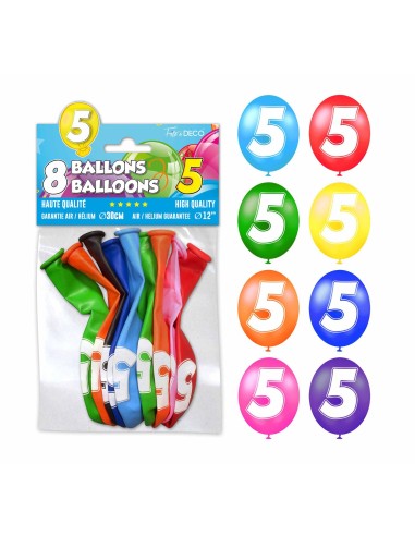 8 ballons chiffre 5
