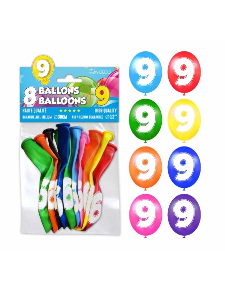 8 ballons chiffre 9