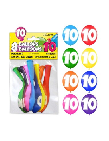 8 ballons chiffre 10