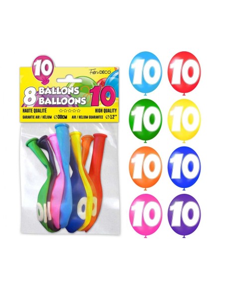8 ballons chiffre 10