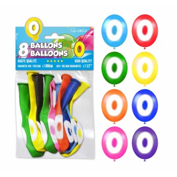 8 ballons chiffre 0