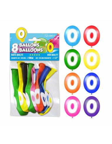 8 ballons chiffre 0