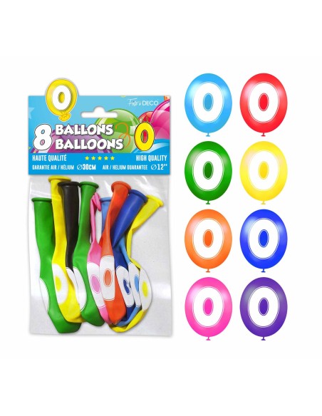 8 ballons chiffre 0