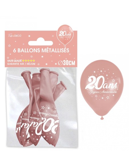 6 ballons joyeux anniversaire 20 ans