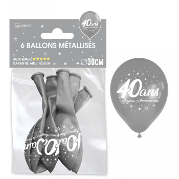 6 ballons joyeux anniversaire 40 ans