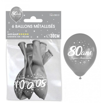 6 ballons joyeux anniversaire 80 ans