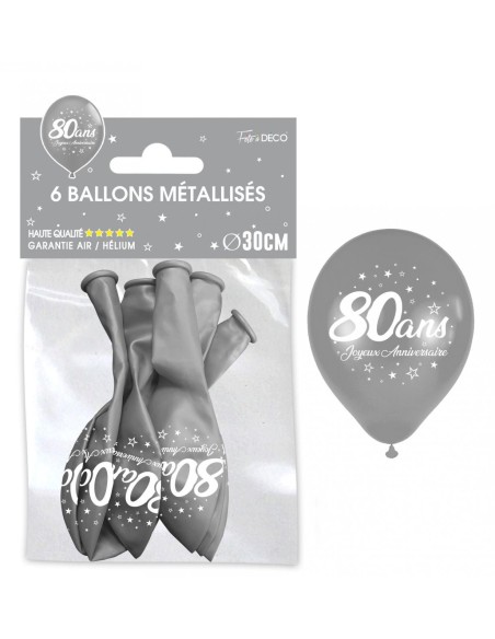 6 ballons joyeux anniversaire 80 ans